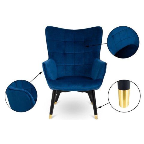 Fotel Grella Royal Blue Blak Gold Fotel Grella Royal Blue Blak Gold
