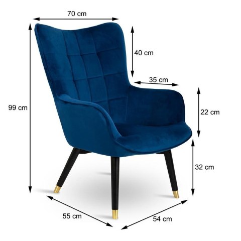Fotel Grella Royal Blue Blak Gold Fotel Grella Royal Blue Blak Gold