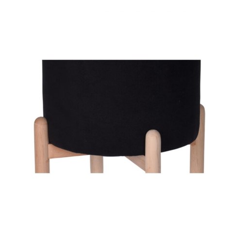Czarna pufa na drewnianych nogach 38 cm Czarna pufa na drewnianych nogach 38 cm